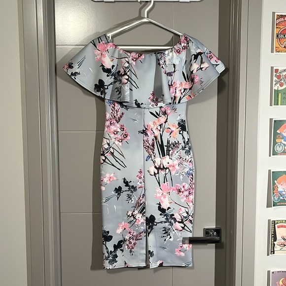 Grey Suzy Shier Cherry Blossom Cocktail Dress - Picture 2 of 3